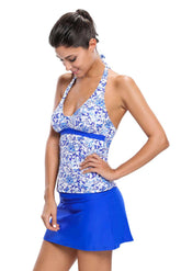 Kaamastra Blue Digital Print Tankini Swimsuit
